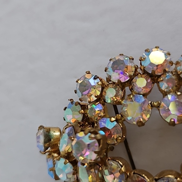 STAR Vintage AB Pinkish Crystal Glass Beads Pendant & Brooch - Picture 2 of 7